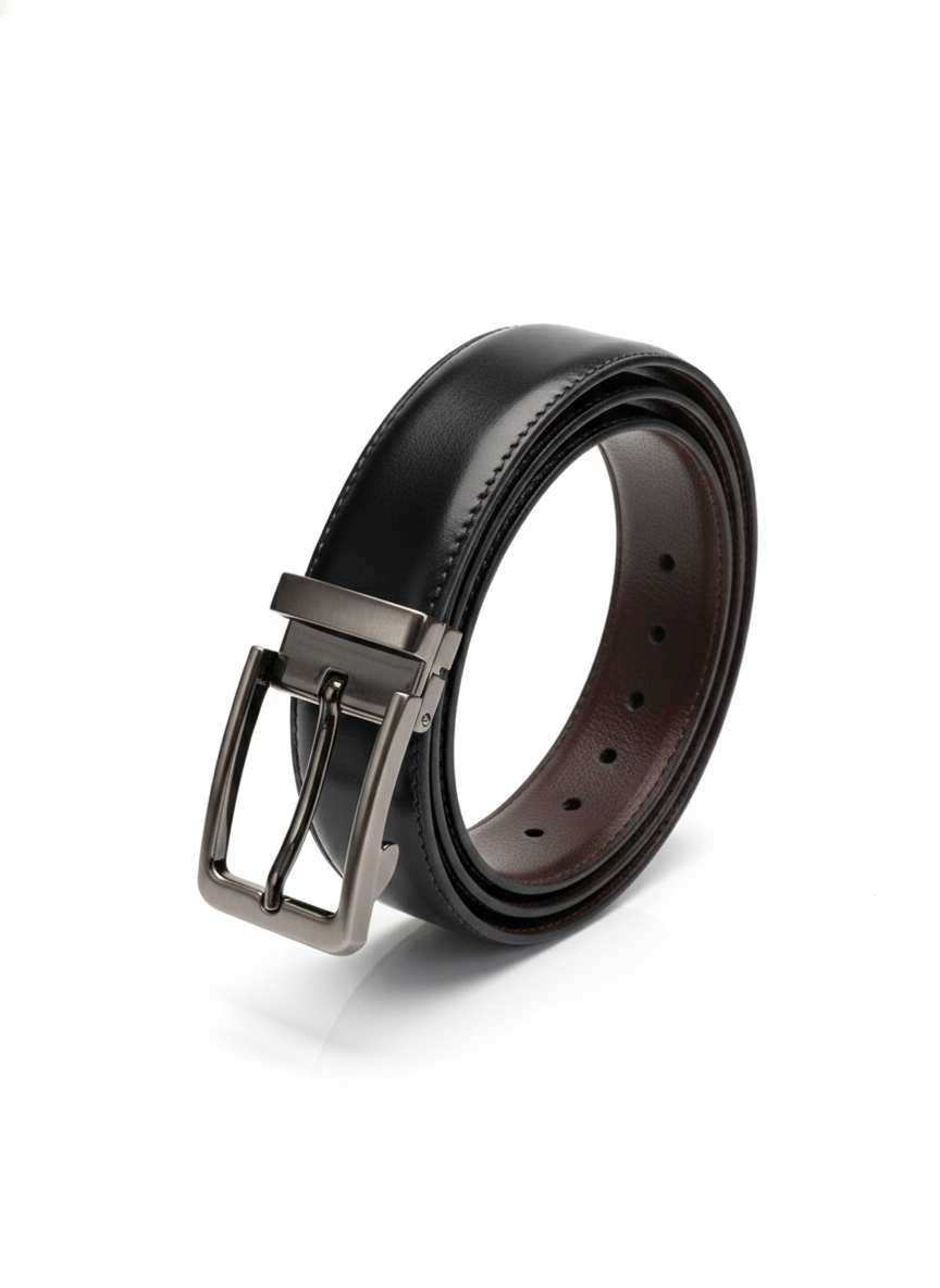 Men Premium Leather Belt – 2 in 1 Reversible | Formal & Casual Wear | Durable Metal Buckle