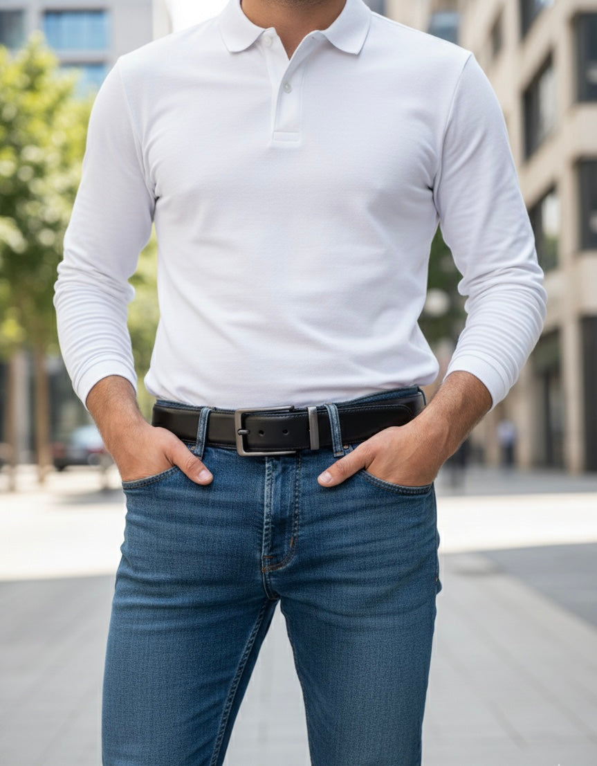 Men Premium Leather Belt – 2 in 1 Reversible | Formal & Casual Wear | Durable Metal Buckle