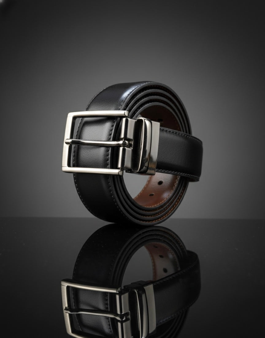Men Premium Leather Belt – 2 in 1 Reversible | Formal & Casual Wear | Durable Metal Buckle