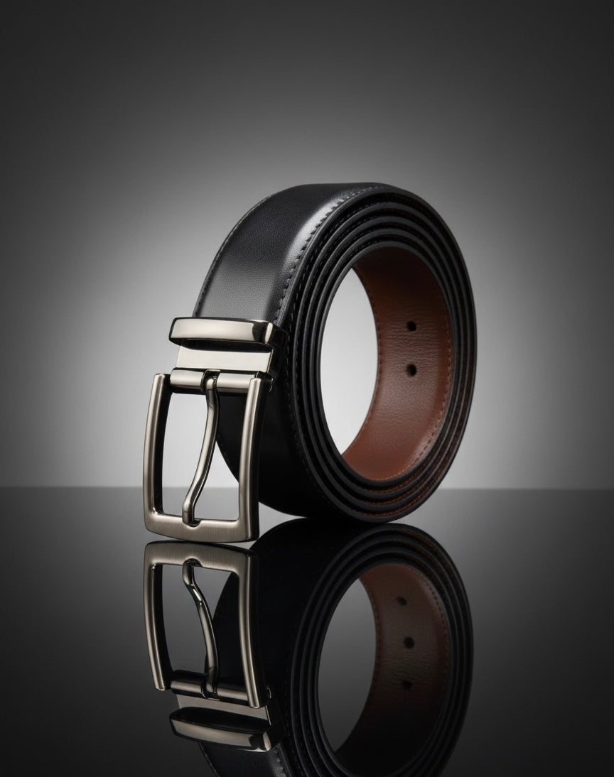 Men Premium Leather Belt – 2 in 1 Reversible | Formal & Casual Wear | Durable Metal Buckle
